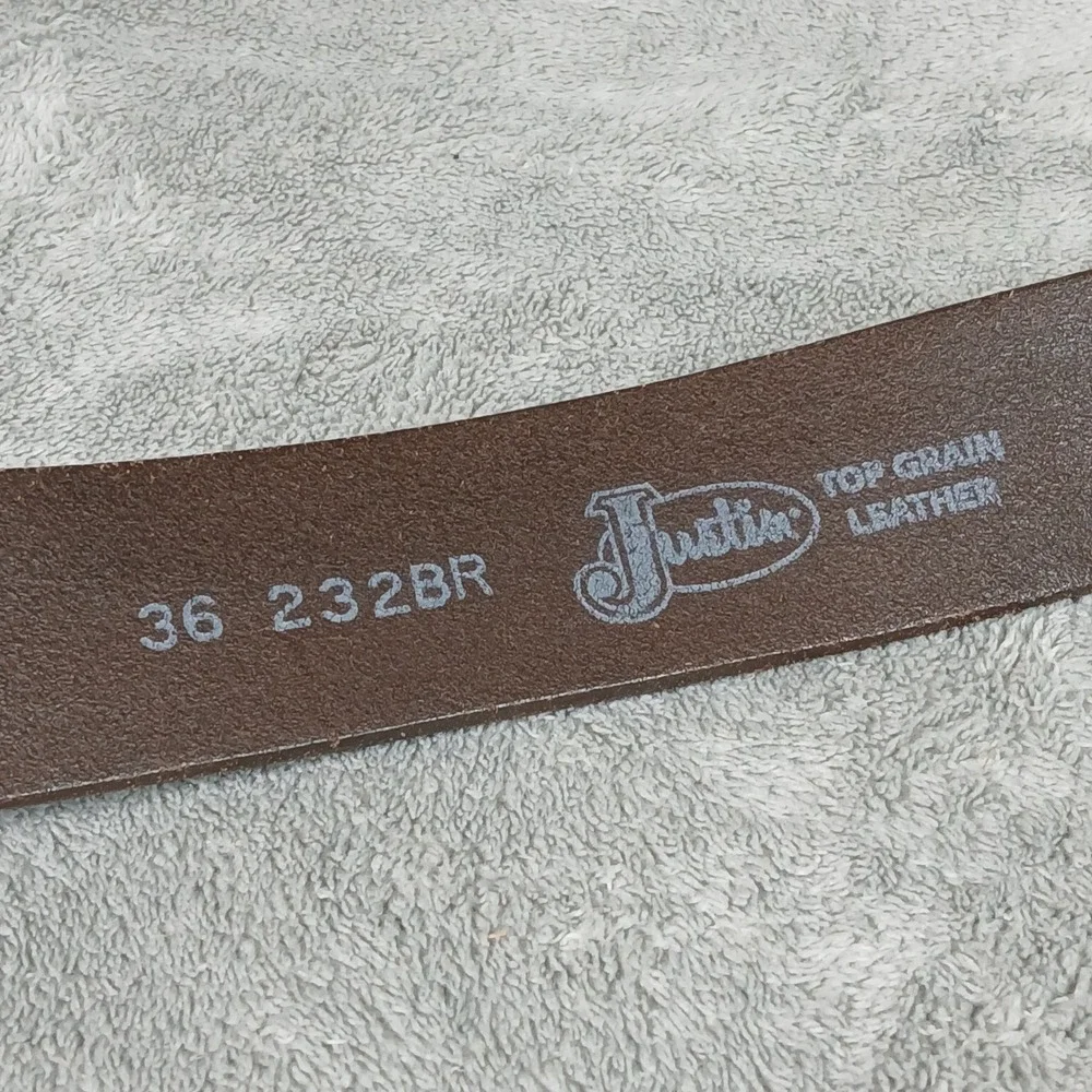 Justin Belt Mens 36 232BR Texas Longhorn Trophy Buckle Brown Top Grain Leather